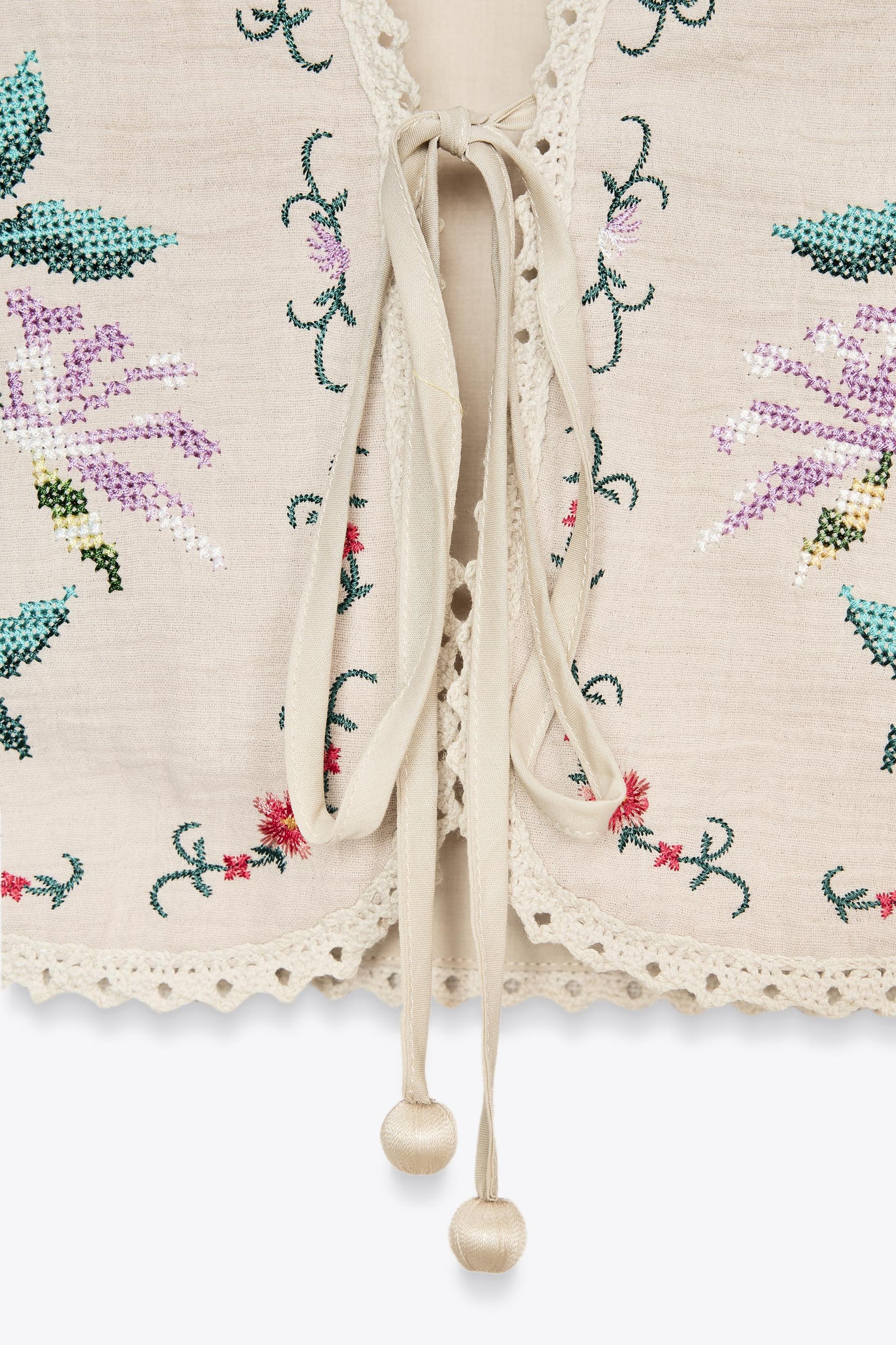 FLORAL EMBROIDERED COTTON WAISTCOAT - Image 3