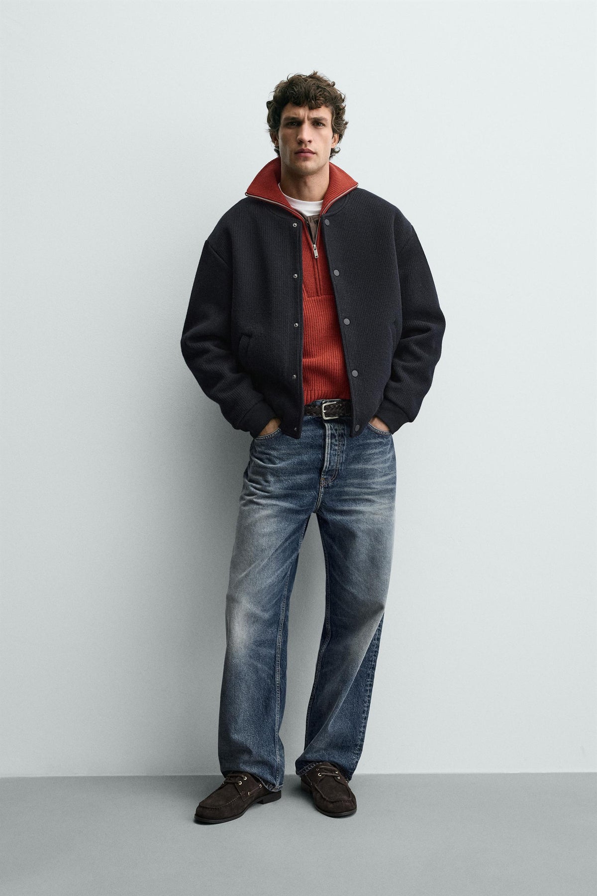 RIBBED BOMBER JACKET - Image 1