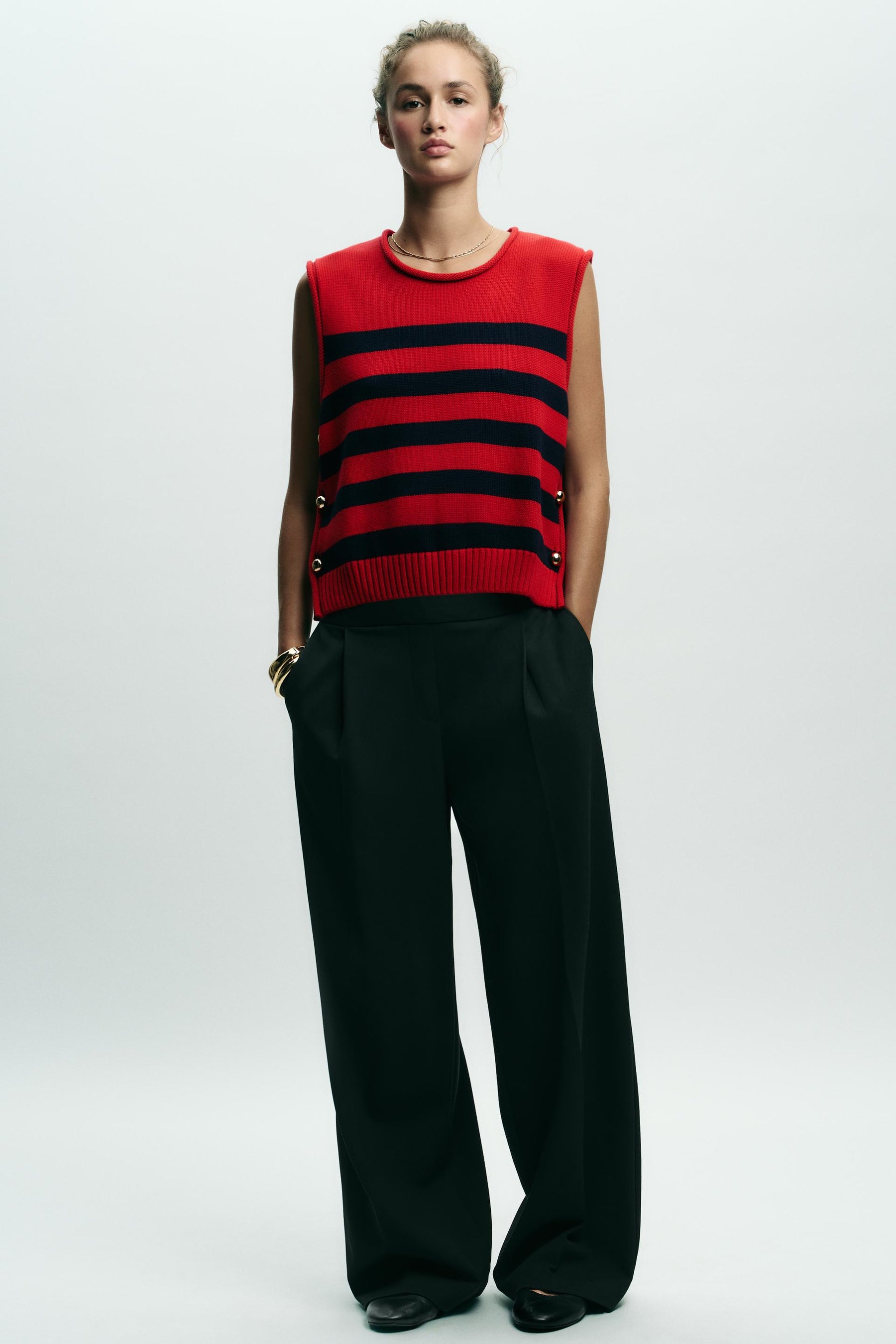 KNIT JUMPER WAISTCOAT WITH SIDE BUTTONS - Image 3