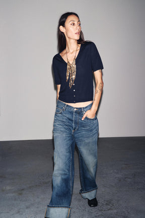 Wollstrickjacke mit kurzen Ärmeln