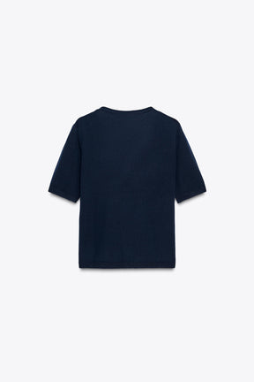 Wollstrickjacke mit kurzen Ärmeln