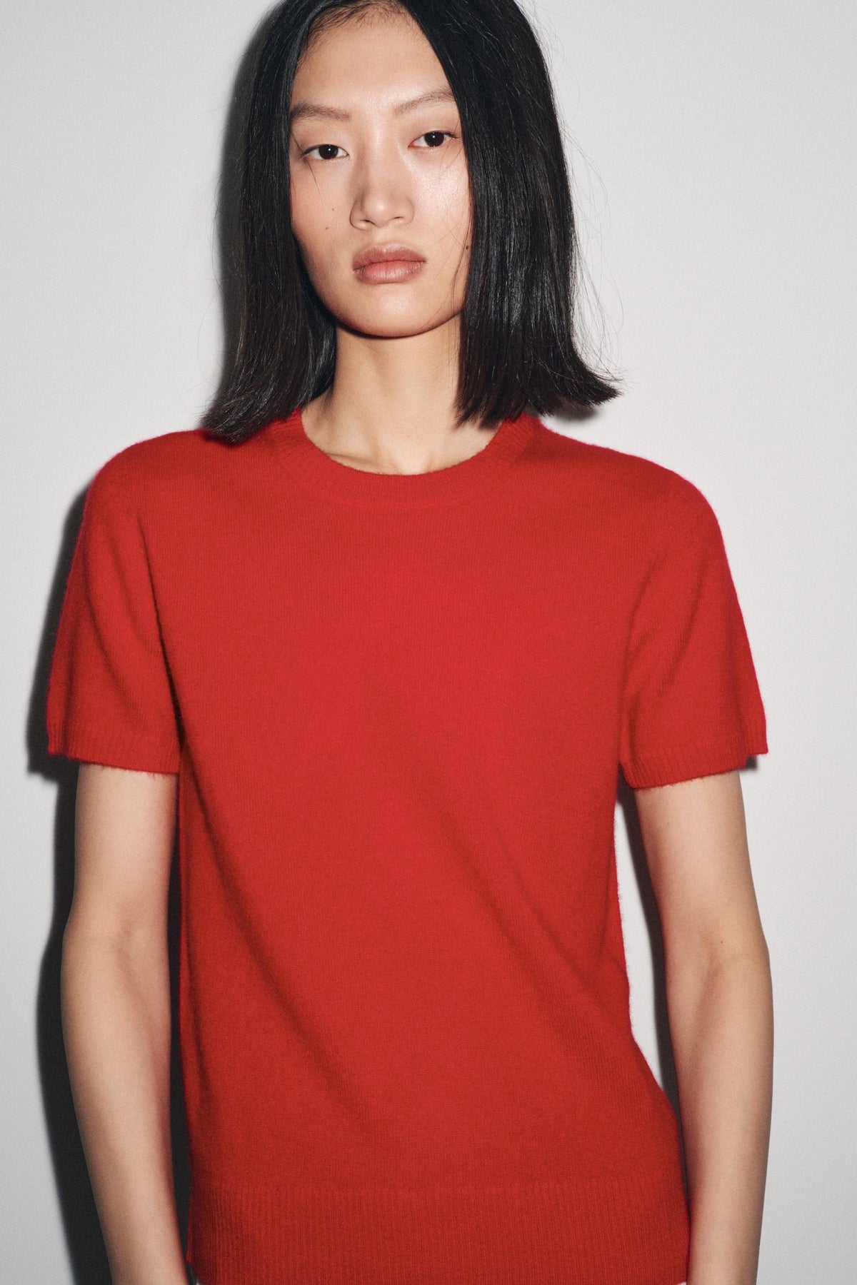 Kaschmirpullover mit kurzen Ärmeln