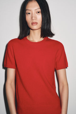 Kaschmirpullover mit kurzen Ärmeln