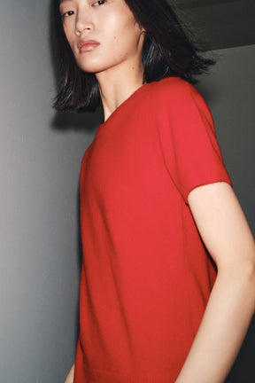 Kaschmirpullover mit kurzen Ärmeln