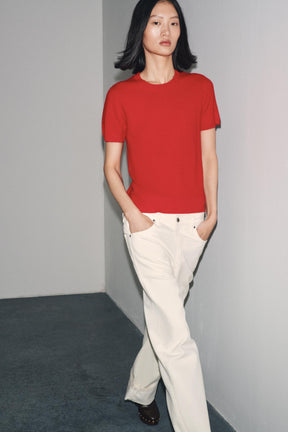 Kaschmirpullover mit kurzen Ärmeln