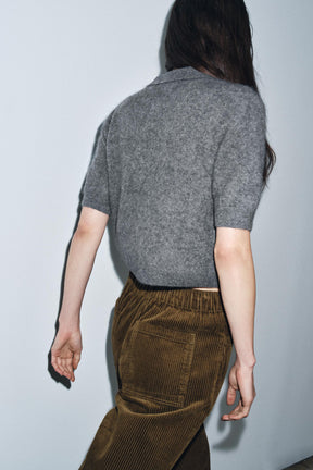 Woll-Polo-Strickjacke