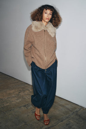 Wolljacke mit Kunstpelz