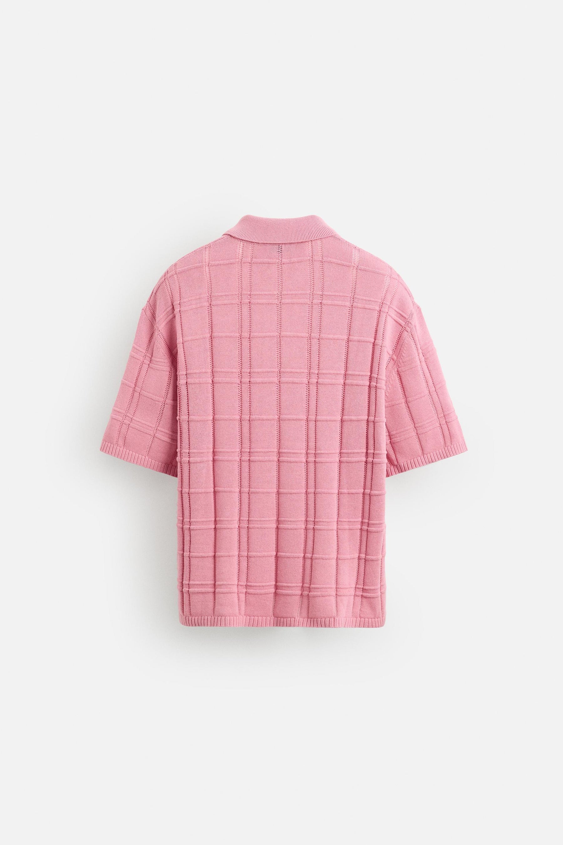 CHECKERED JACQUARD KNIT POLO SHIRT - Image 7