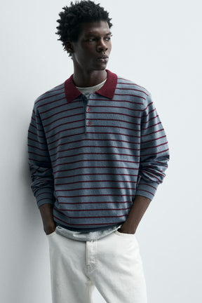 STRIPED WOOL BLEND KNIT POLO SHIRT - Image 5