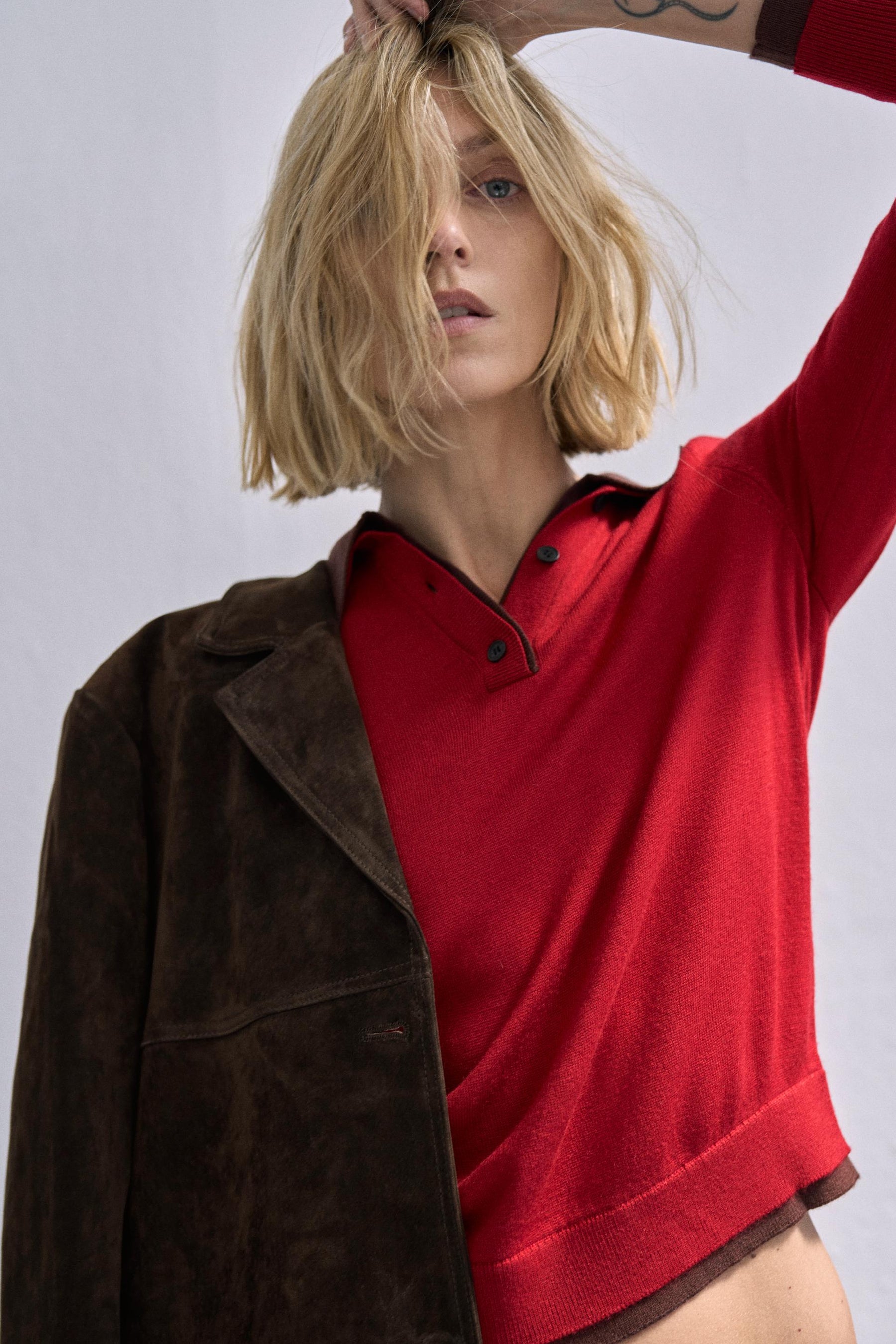 Poloshirt aus kontrastierendem Strick