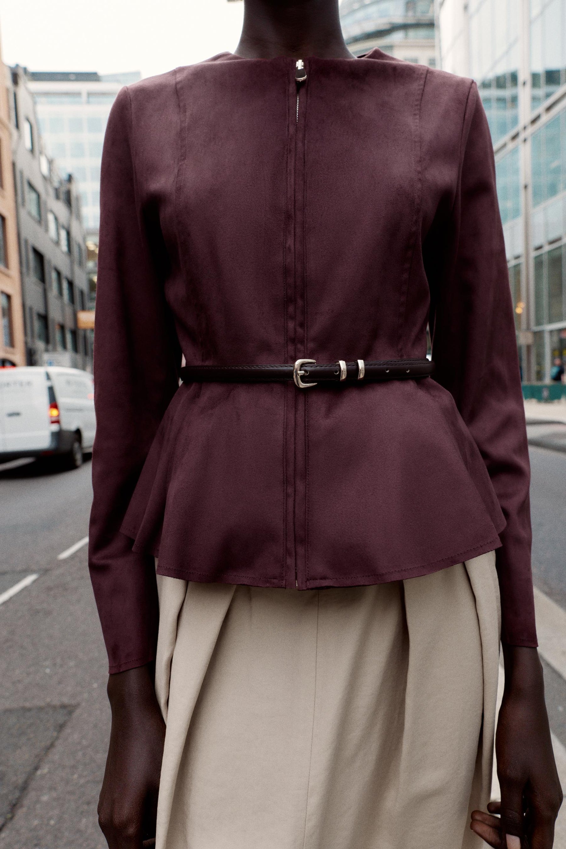 Wildleder-Peplum-Jacke