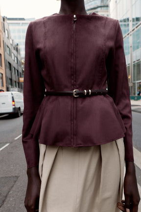 Wildleder-Peplum-Jacke