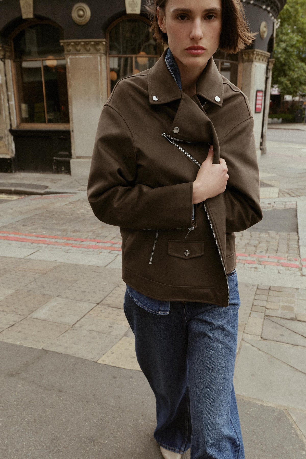 Bikerjacke aus Kunstwildleder