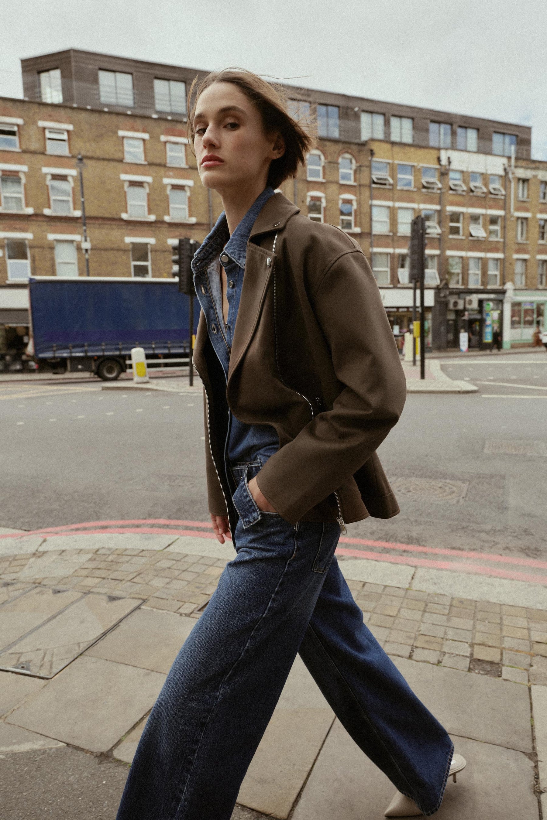 Bikerjacke aus Kunstwildleder