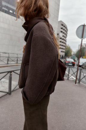 Weiche Jacke mit Lederimitat-Besatz