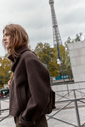 Weiche Jacke mit Lederimitat-Besatz