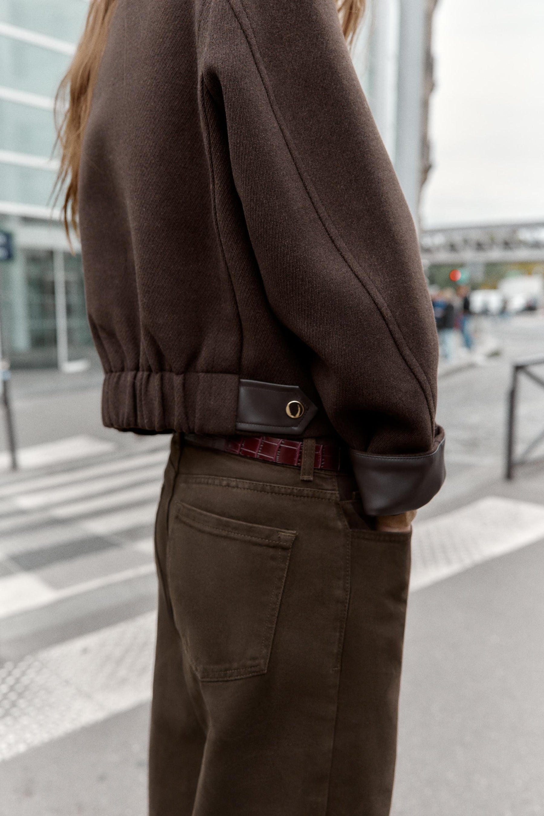 Weiche Jacke mit Lederimitat-Besatz