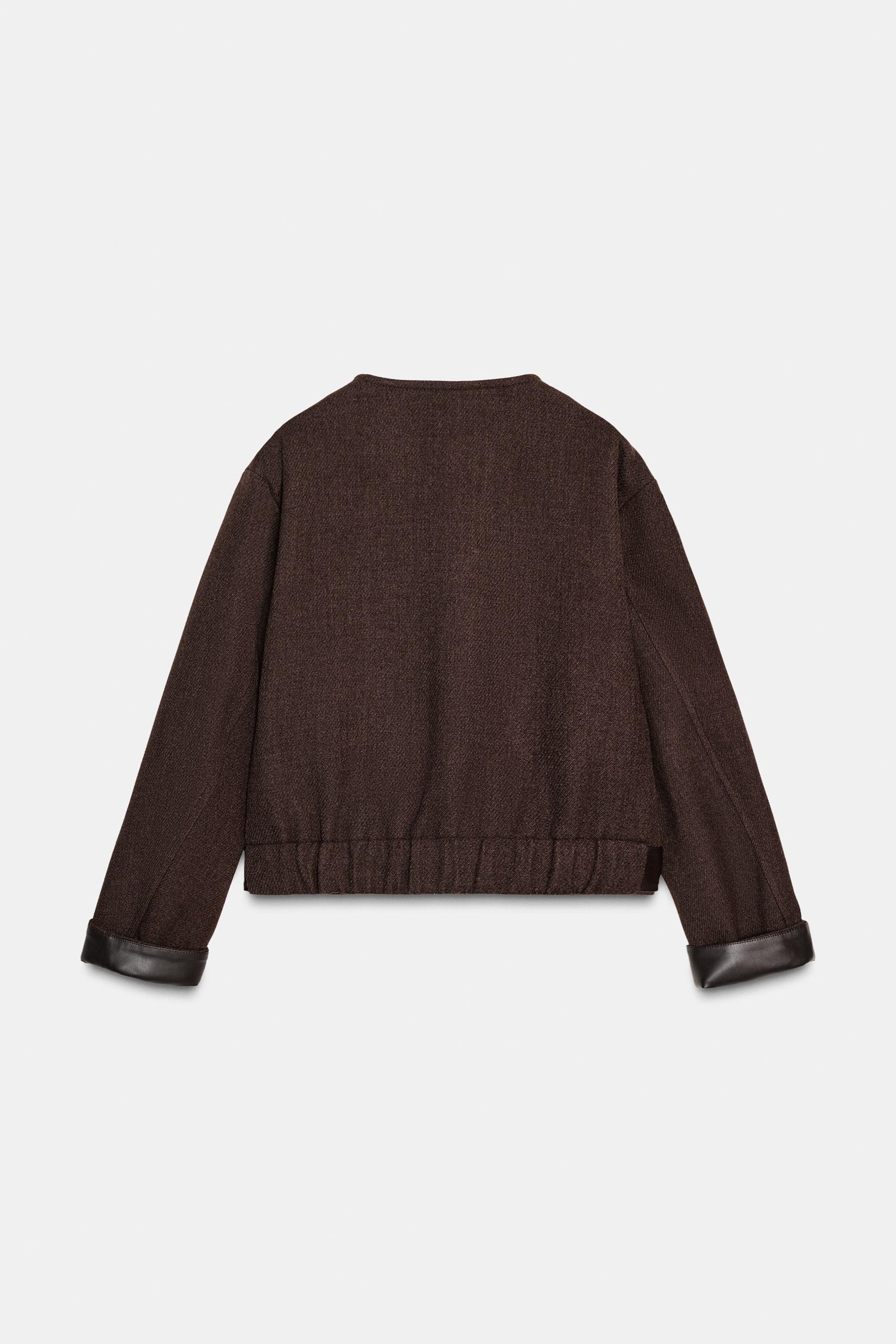 Weiche Jacke mit Lederimitat-Besatz