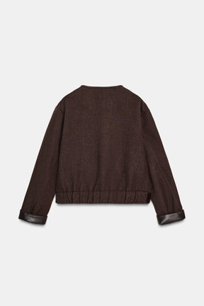 Weiche Jacke mit Lederimitat-Besatz