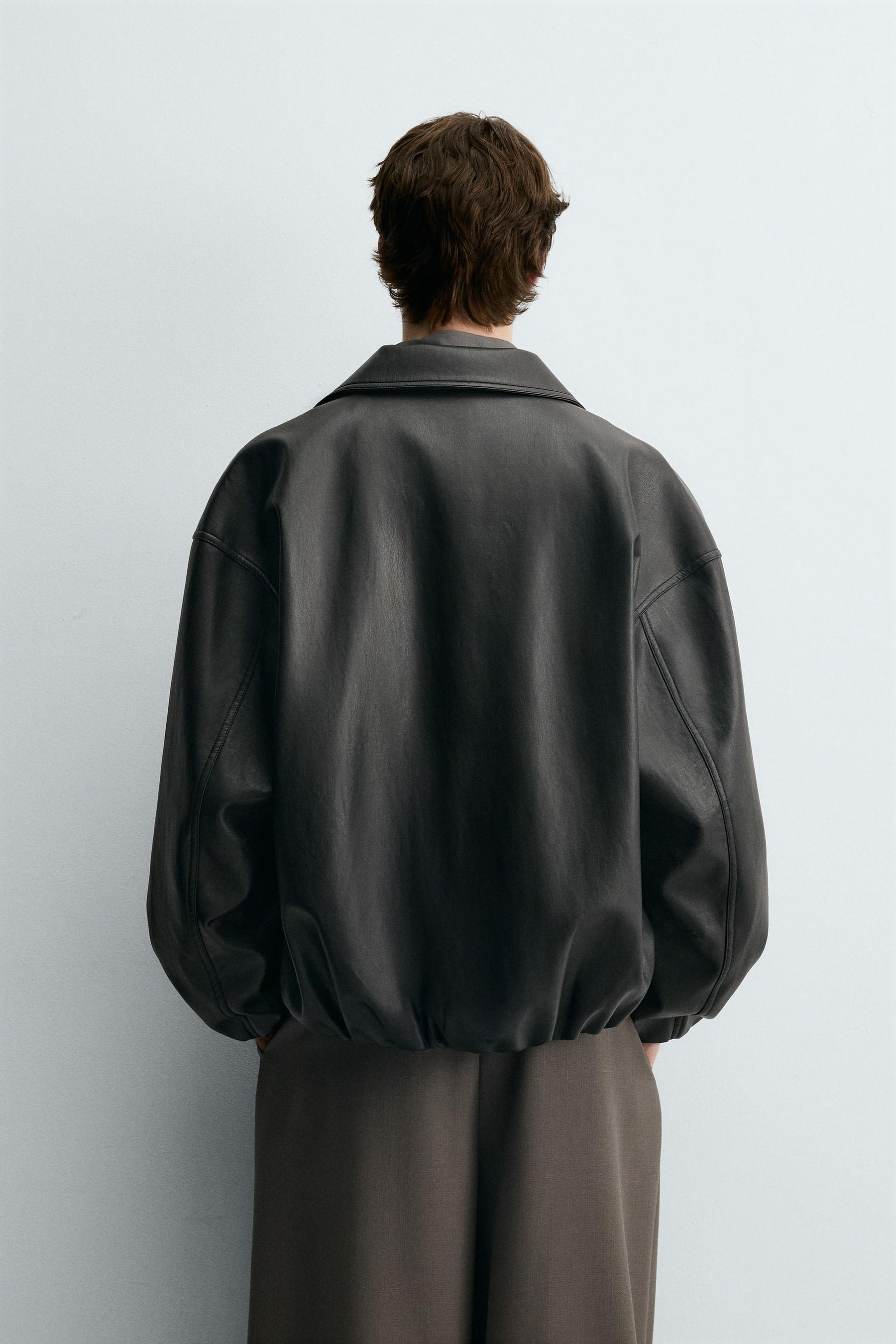 LEATHER EFFECT BOMBER JACKET - Image 3