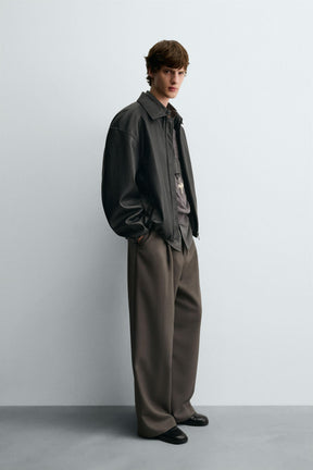 LEATHER EFFECT BOMBER JACKET - Image 4