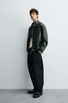 RELAXED FIT FAUX LEATHER JACKET - Image 4