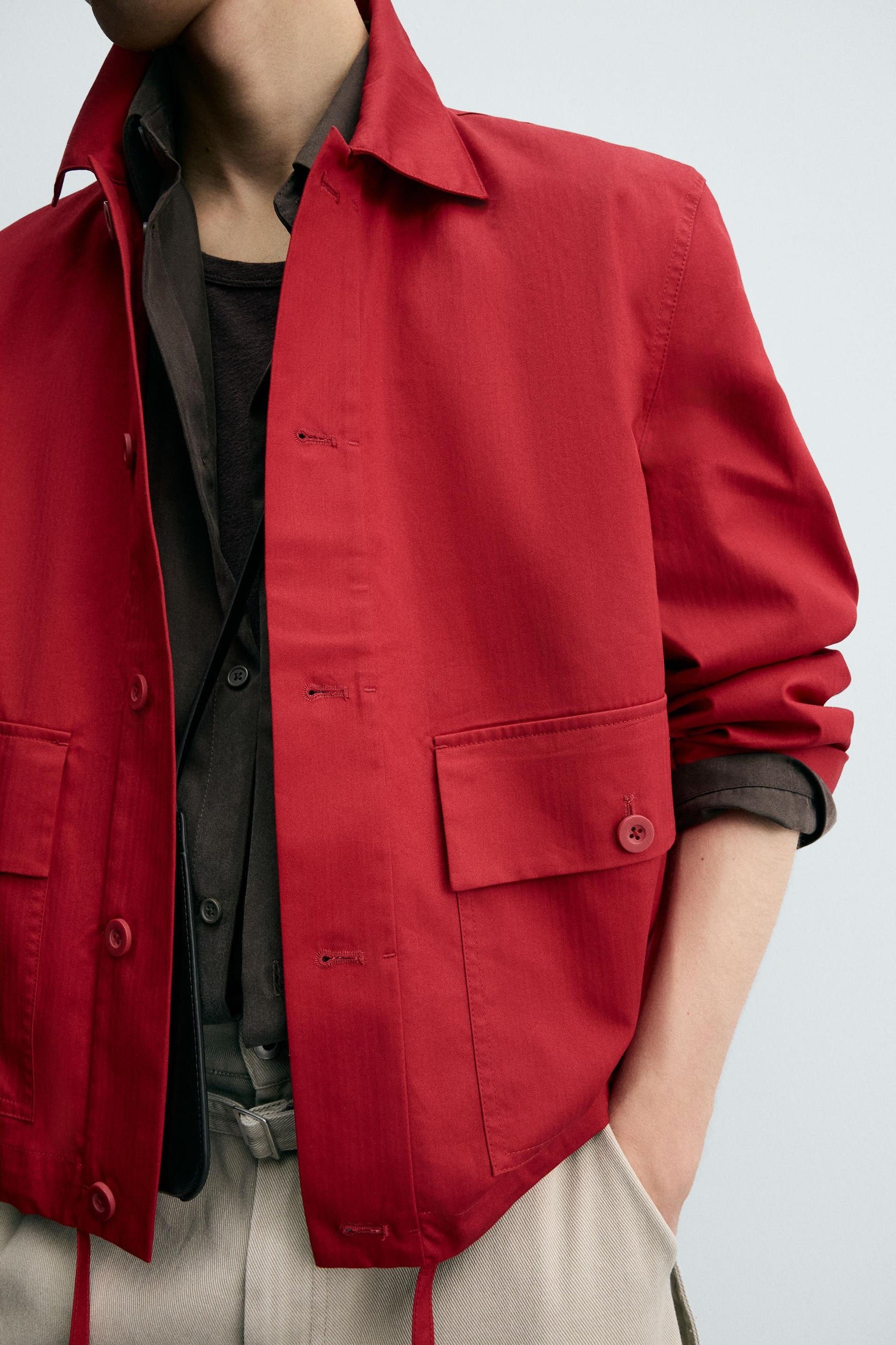 COTTON HERRINGBONE OVERSHIRT - Image 6