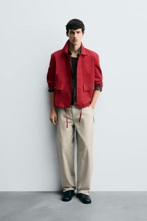 COTTON HERRINGBONE OVERSHIRT - Image 1