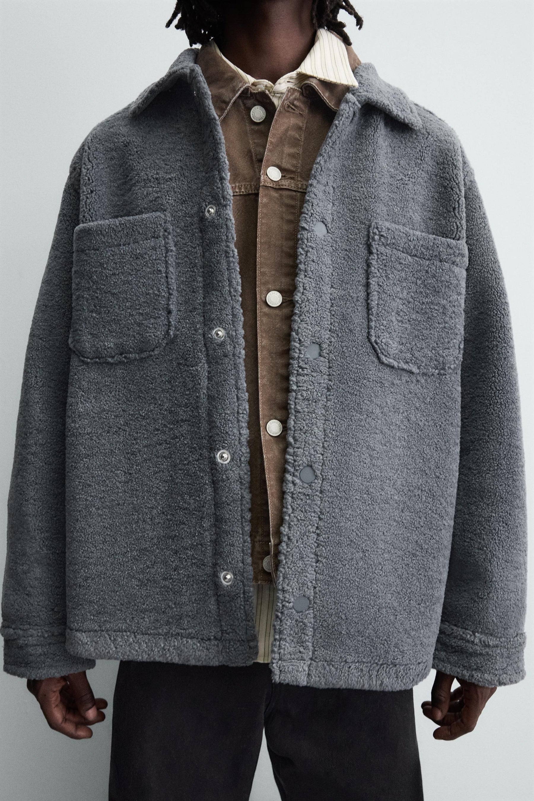 FAUX SHEARLING OVERSHIRT WITH POCKETS - Image 4