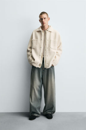 FAUX SHEARLING OVERSHIRT WITH POCKETS - Image 1