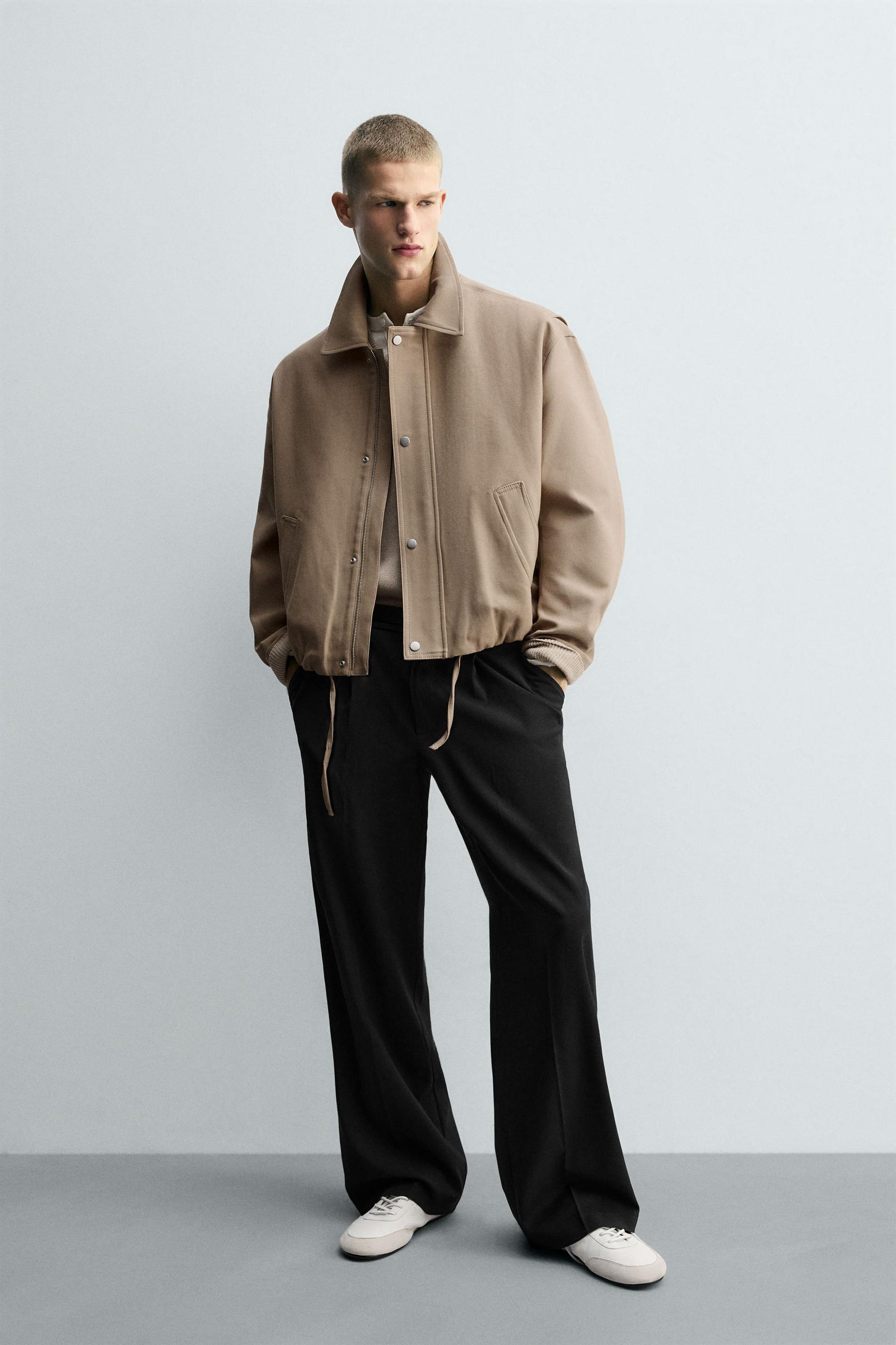 PLEATED TEXTURED TROUSERS - Image 1