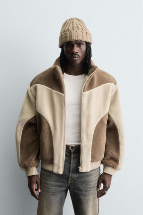 FAUX SHEARLING JACKET WITH CONTRAST TRIMS - Image 2