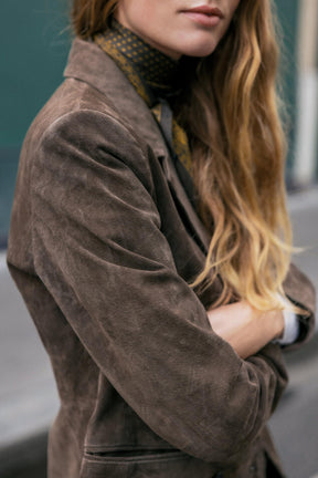 Zweireihiger Lederblazer