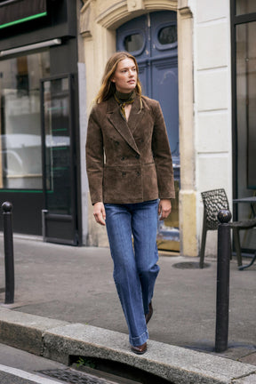 Zweireihiger Lederblazer