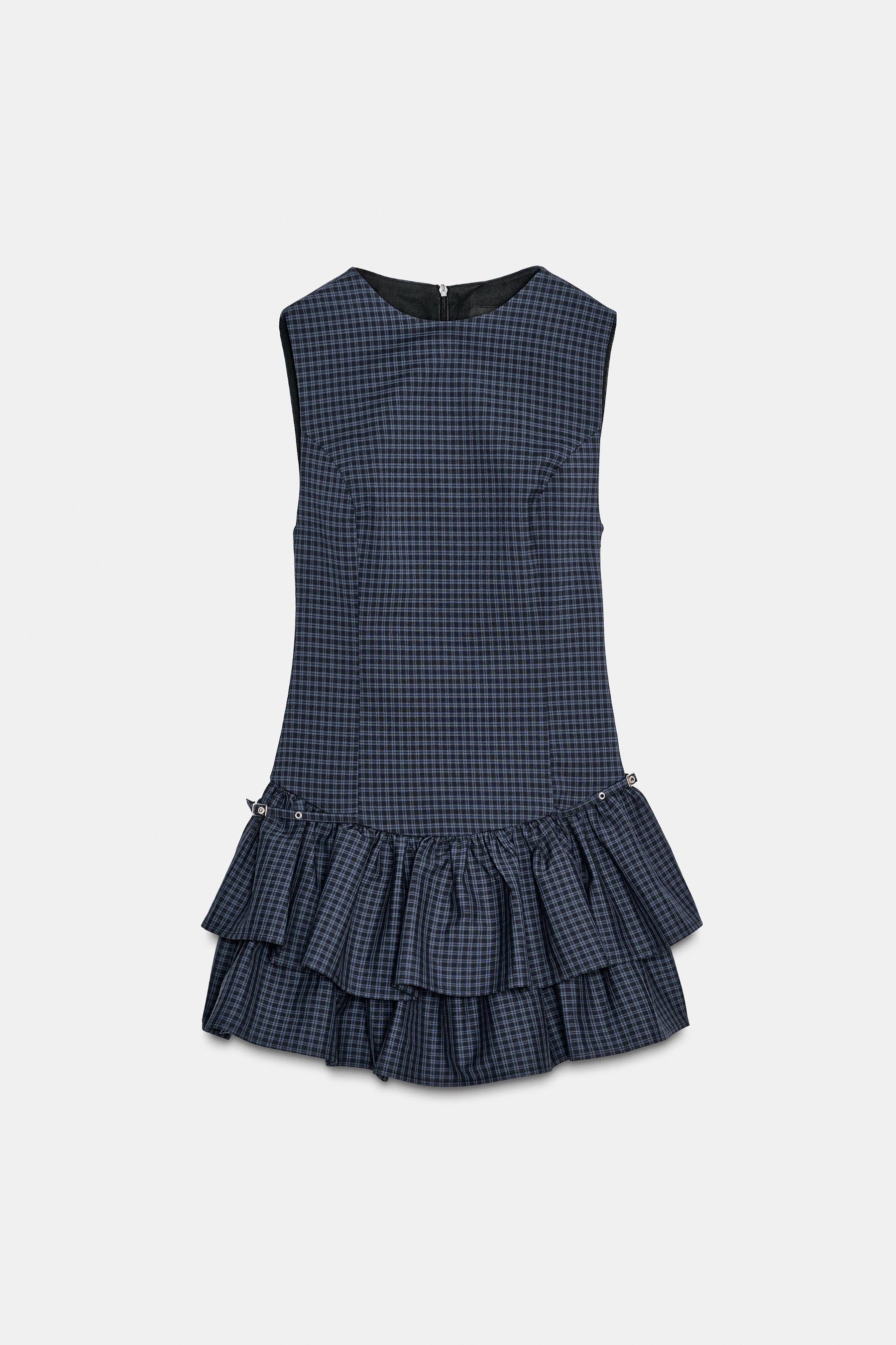 SHORT CHECKED DRESS WITH RUFFLES - Image 5