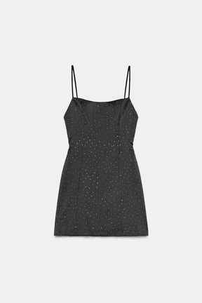 RHINESTONE SATIN MINI DRESS - Image 5