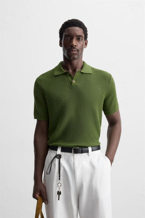 TEXTURED KNIT POLO SHIRT - Image 2