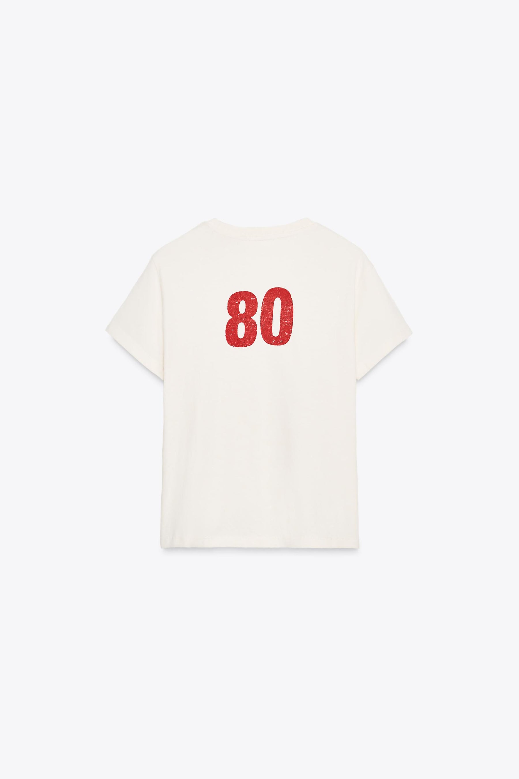 T-SHIRT MIT VERFLACHTEM EFFEKT UND SLOGAN