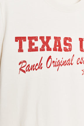 T-SHIRT MIT VERFLACHTEM EFFEKT UND SLOGAN