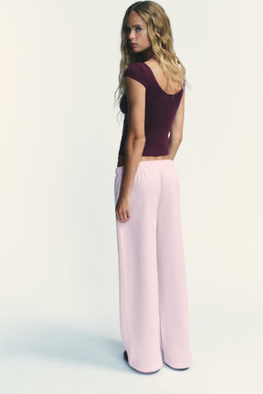 Lyocell-Top mit Spitzenbesatz