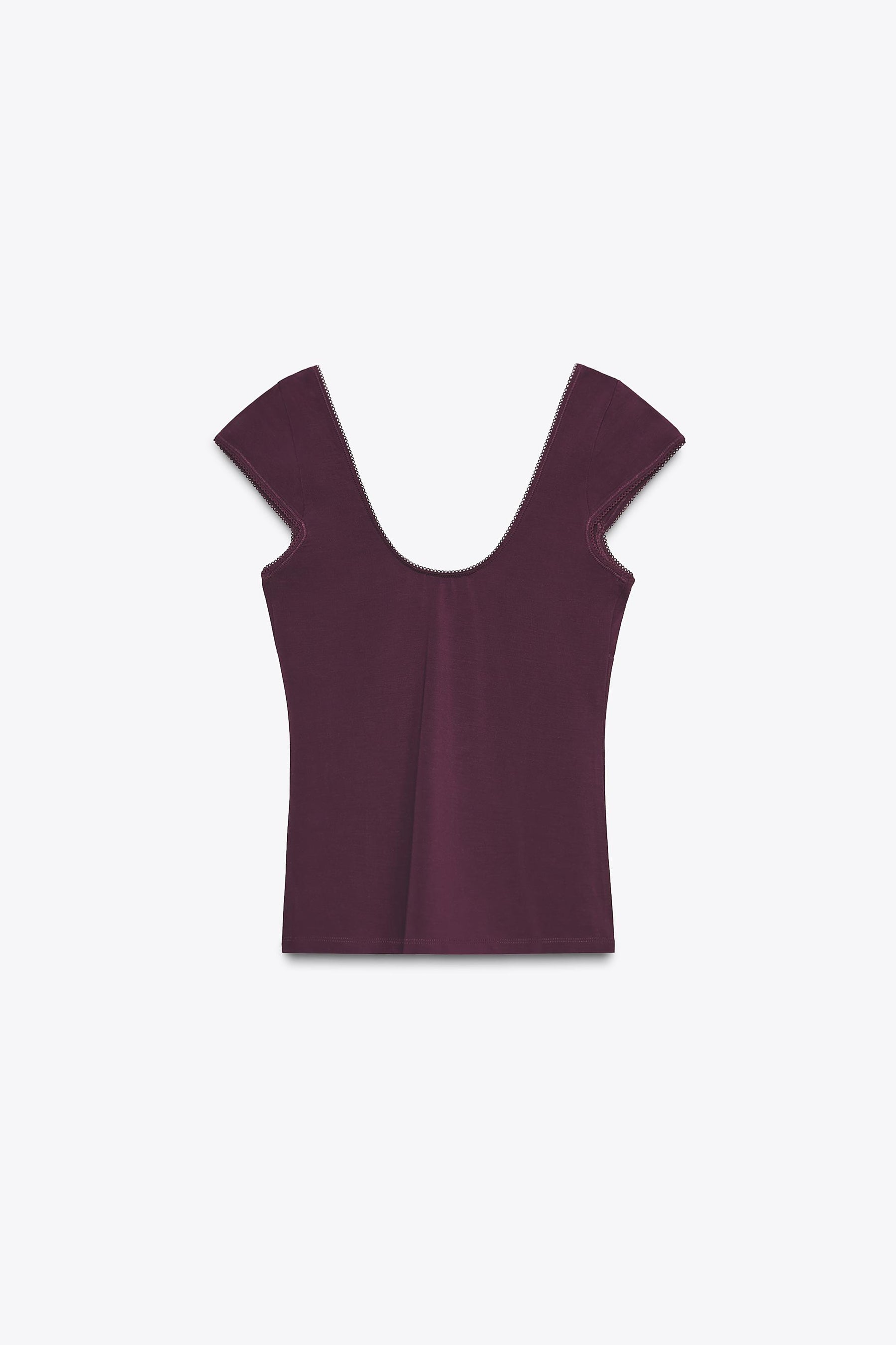 Lyocell-Top mit Spitzenbesatz