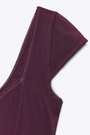 Lyocell-Top mit Spitzenbesatz