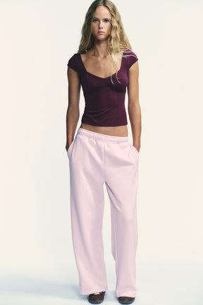 Lyocell-Top mit Spitzenbesatz