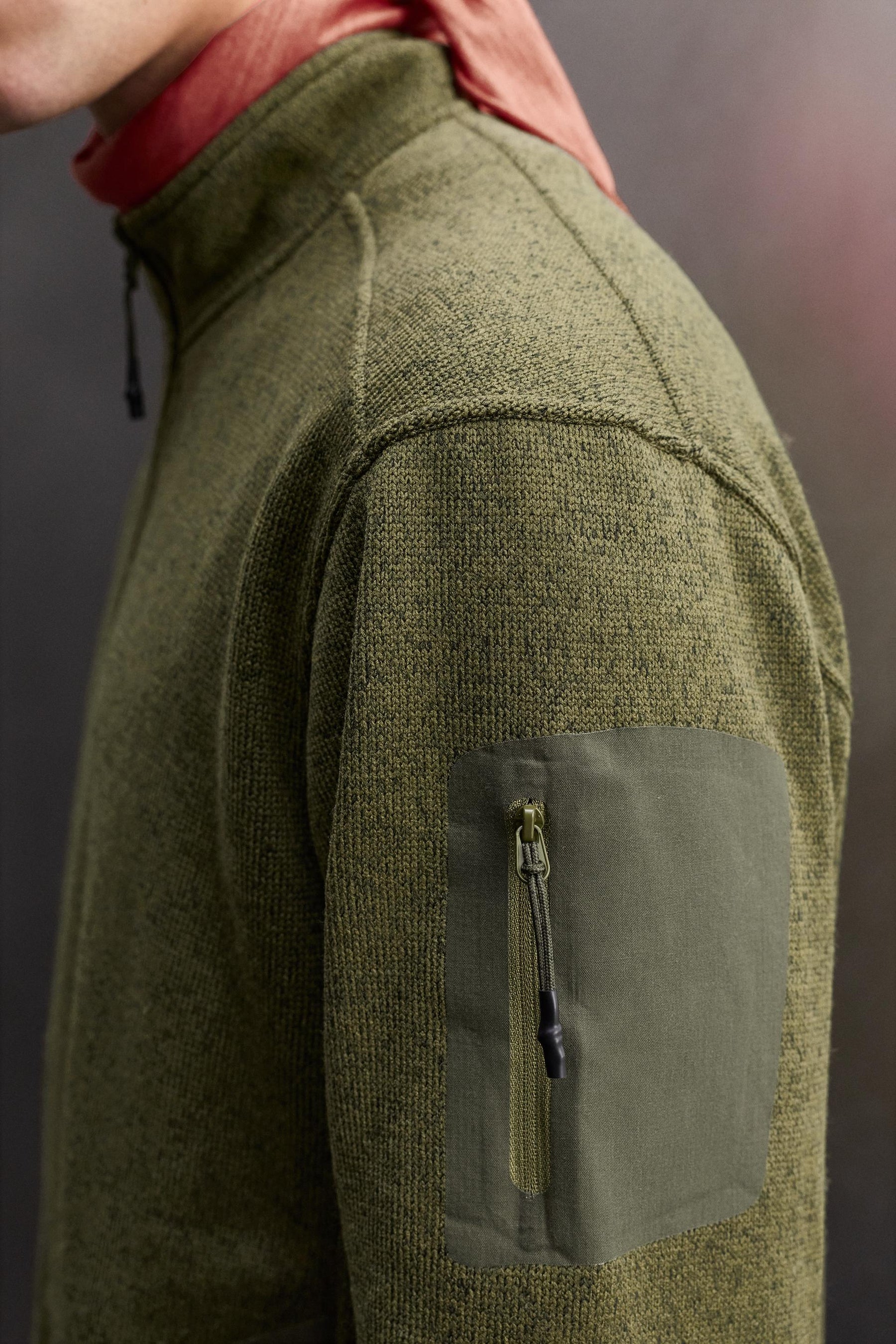 CONTRAST FLEECE KNIT CARDIGAN - Image 5