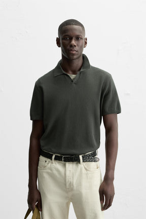 TEXTURED KNIT POLO SHIRT - Image 2