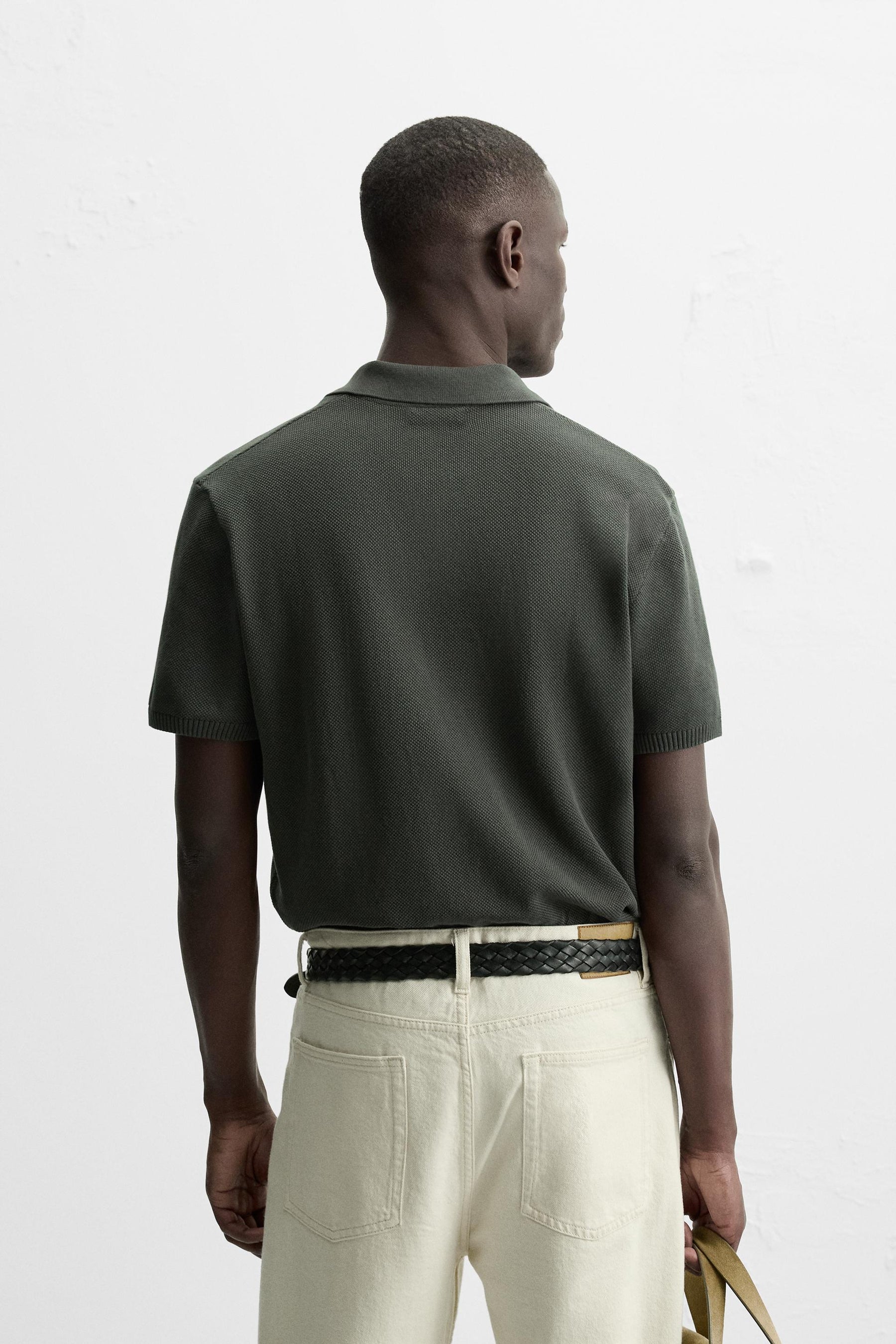 TEXTURED KNIT POLO SHIRT - Image 3