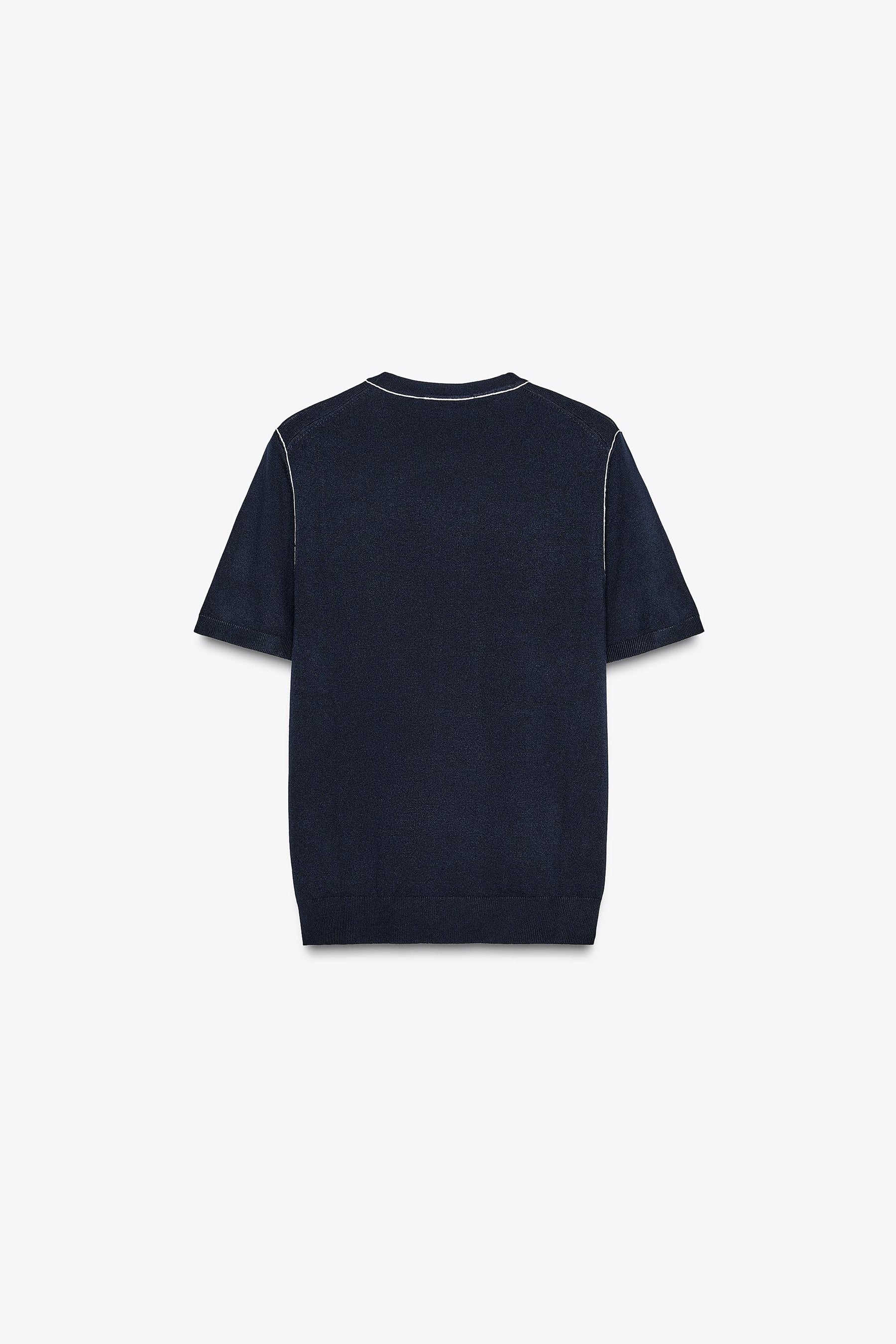 SHORT SLEEVE KNIT TOP WITH PIPING - Image 7