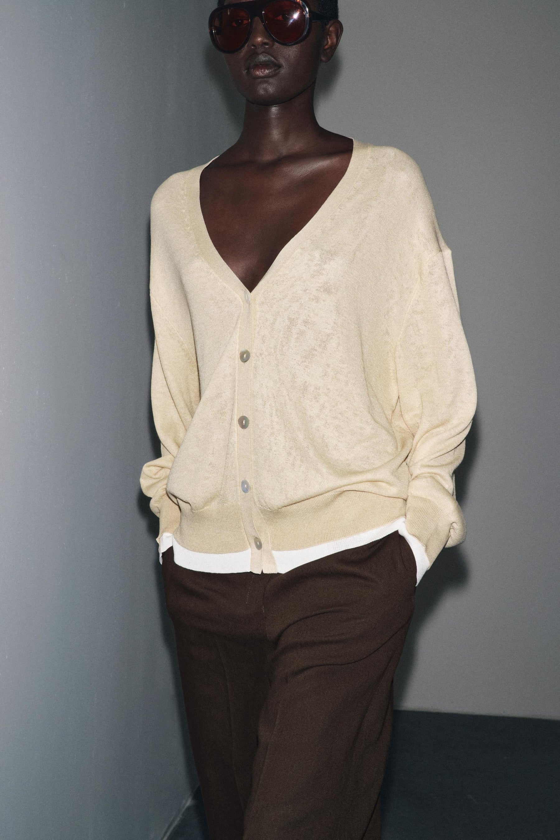 DOUBLE LAYER KNIT CARDIGAN - Image 4