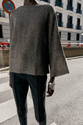 Paillettenstrickpullover