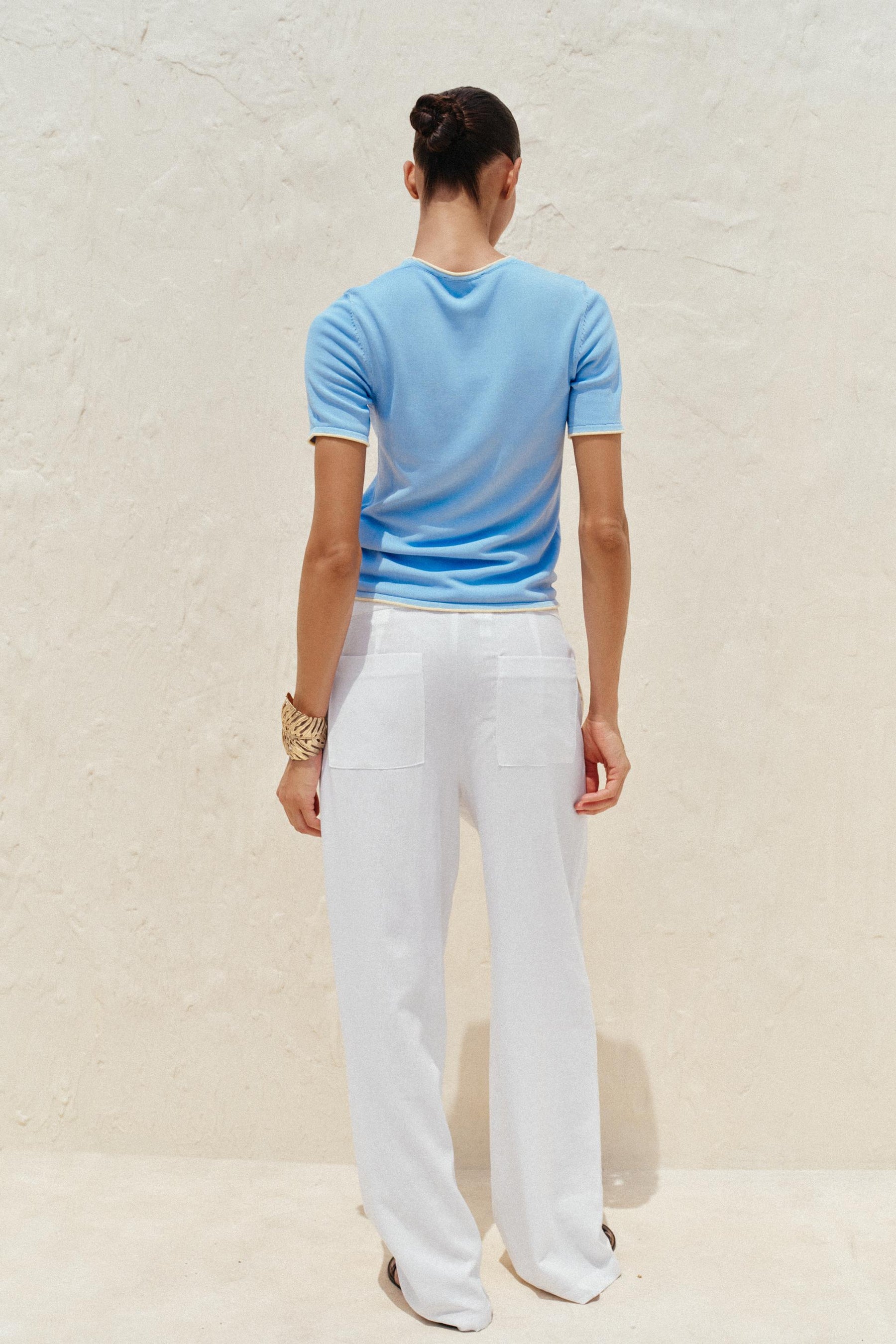 SHORT SLEEVE KNIT JUMPER WITH CONTRAST TRIMS - Image 6